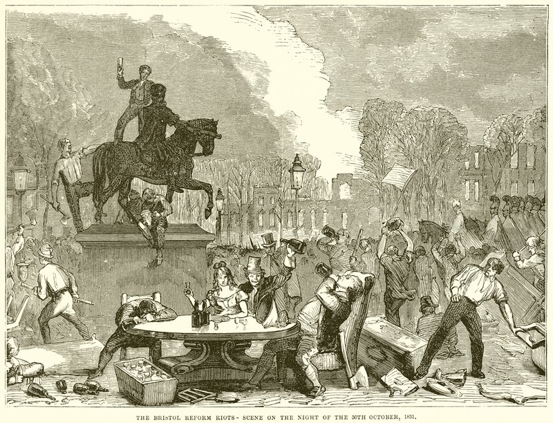 Bristol Reform Riots-scenen natten till den 30 oktober 1831 av English School