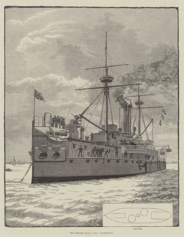 Brittiska flottan, HMS Agamemnon (gravyr) av English School