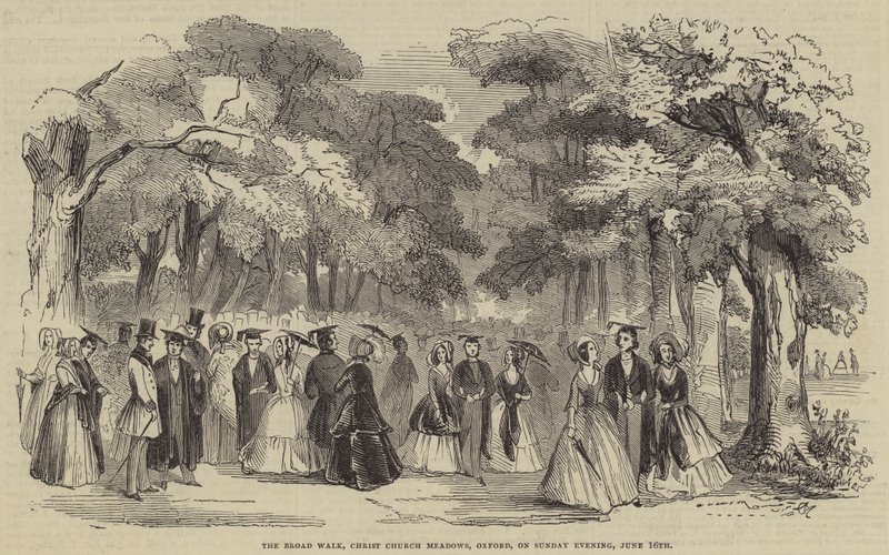 The Broad Walk, Christ Church Meadows, Oxford, på söndagskvällen av English School