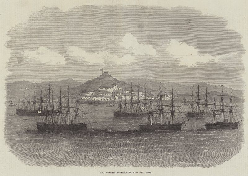 Channel Squadron i Vigo Bay, Spanien (gravyr) av English School