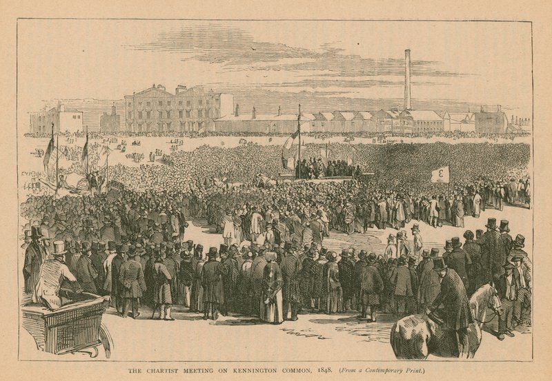 Chartistmötet på Kennington Common 1848 av English School