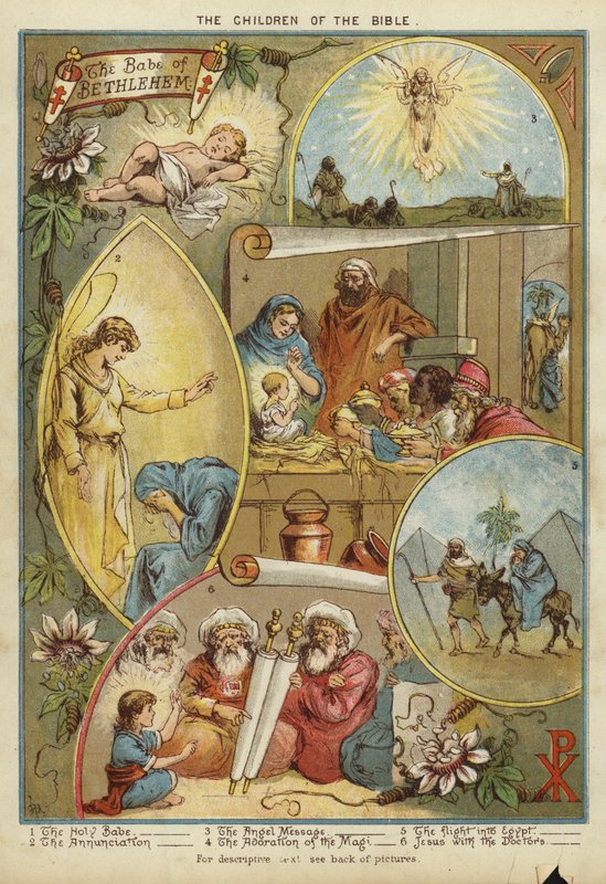 Bibelns barn: Jesu Kristi födelse (chromolitho) av English School
