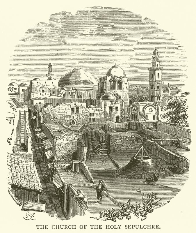 Heliga gravens kyrka (gravyr) av English School