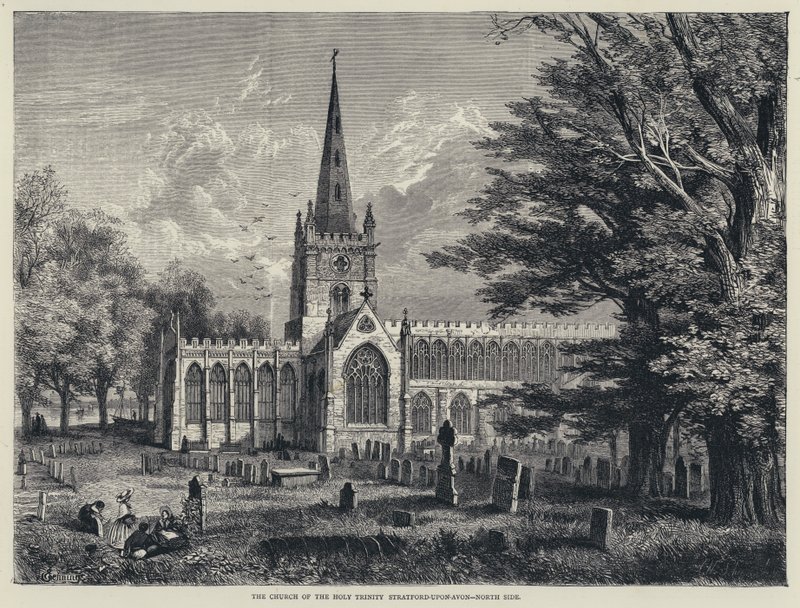 The Church of the Holy Trinity, Stratford-upon-Avon, North Side (gravyr) av English School