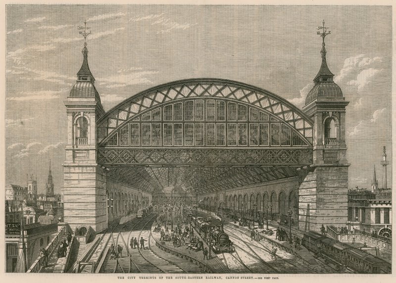 Stadsterminalen för South-Eastern Railway, Cannon Street, London av English School