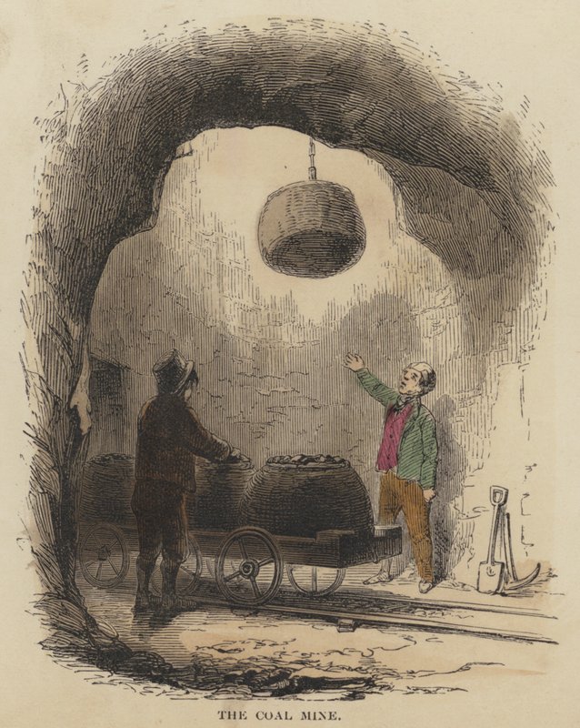 Kolgruvan (färgad gravyr) av English School