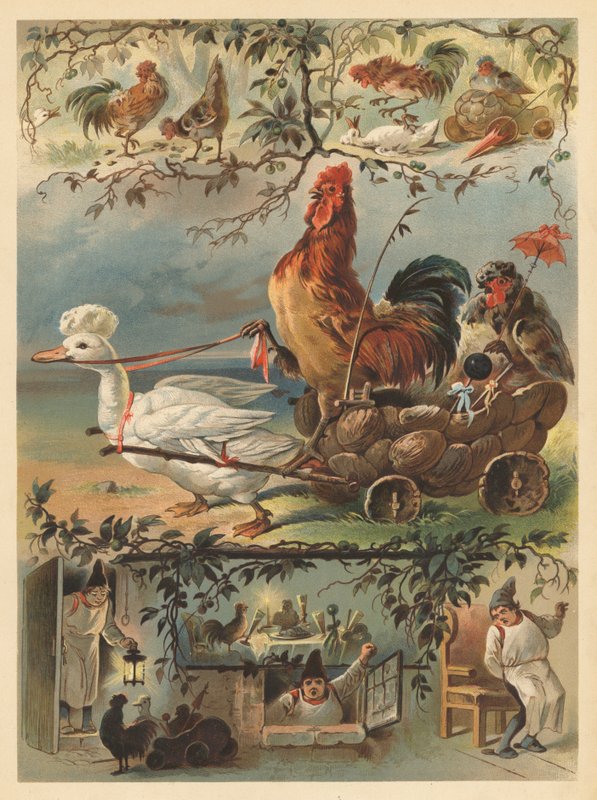 Tuppkycklingen och paletten (chromolitho) av English School