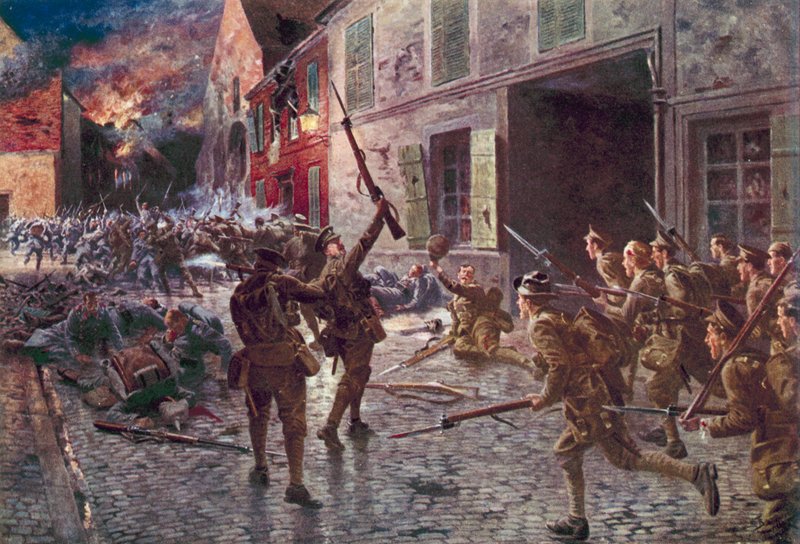 Coldstream-vakterna vid Landrecies, augusti 1914 av English School