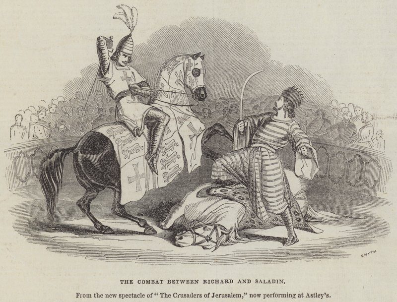 Striden mellan Richard och Saladin (gravyr) av English School