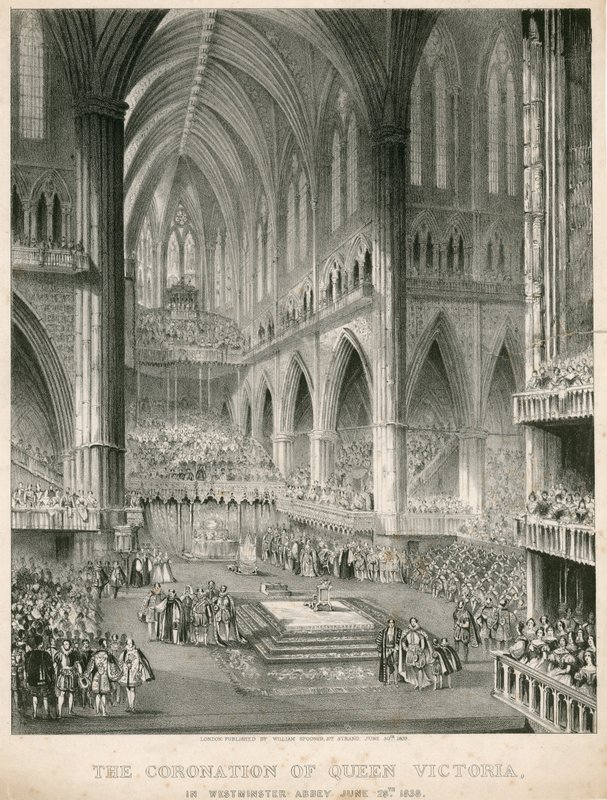 Drottning Victorias kröning i Westminster Abbey, 28 juni 1838 av English School