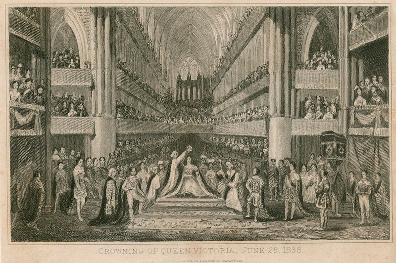Drottning Victorias kröning i Westminster Abbey, 28 juni 1838 av English School
