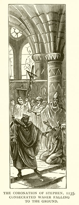 The Coronation of Stephen, 1135. Invigd Wafer faller till marken av English School