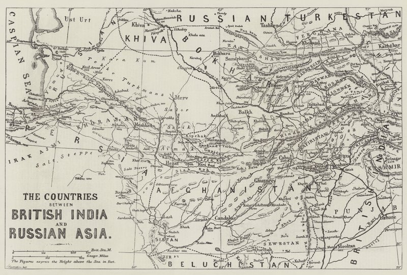 Länderna mellan Brittiska Indien och Ryska Asien (gravyr) av English School