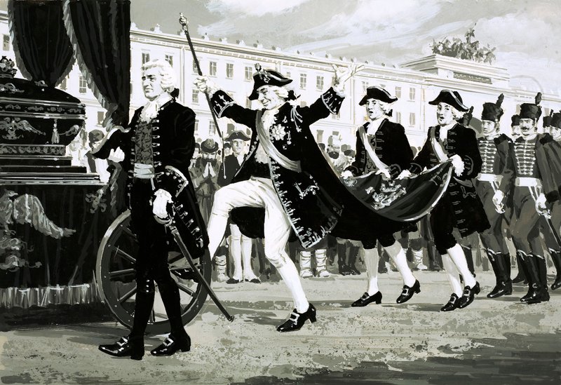 Tsaren som aldrig växte upp, tsar Peter (gouache på papper) av English School