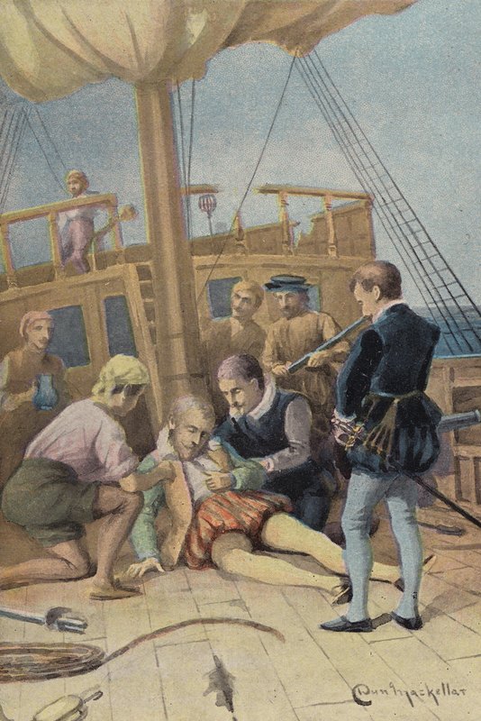 Sir Richard Grenvilles död (färg litho) av English School
