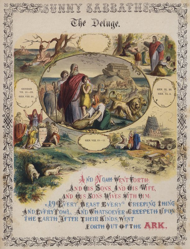 The Deluge (färgad gravyr) av English School