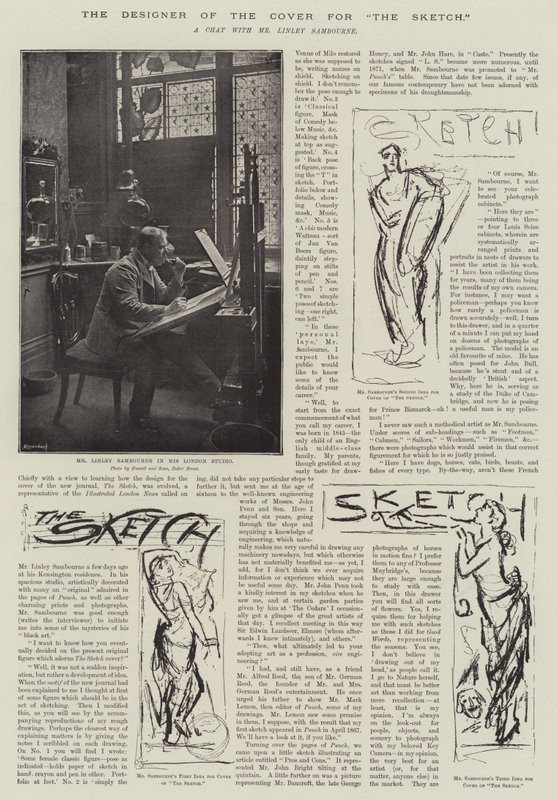 Designern av omslaget till "The Sketch" (litho) av English School