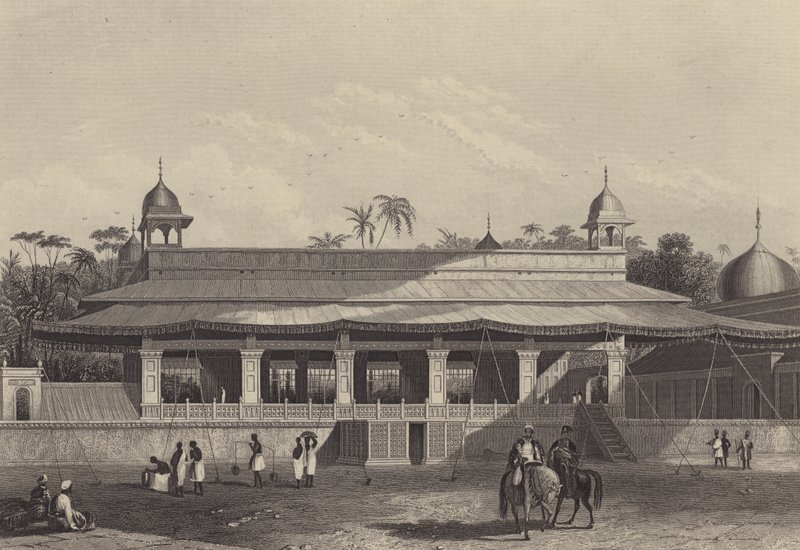 Dewas Khan, eller Audienssalen, Delhi-palatset (gravyr) av English School
