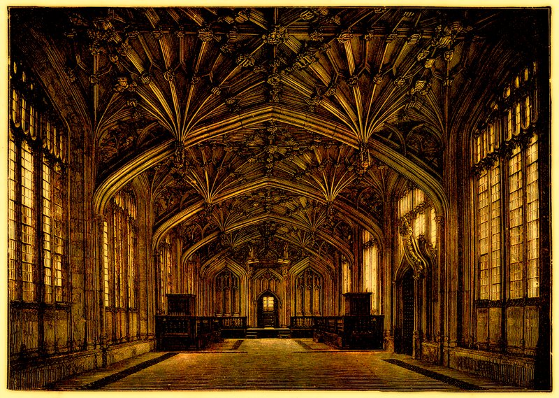The Divinity School, Oxford: byggd mellan 1445 och 1454, illustration från A Students History of England av Samuel R. Gardiner, publicerad 1902 (digitalt förbättrad bild) av English School