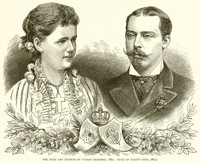 Hertigen och hertiginnan av Albany (Gift, 1882. Hertigen av Albany dog, 1884) av English School