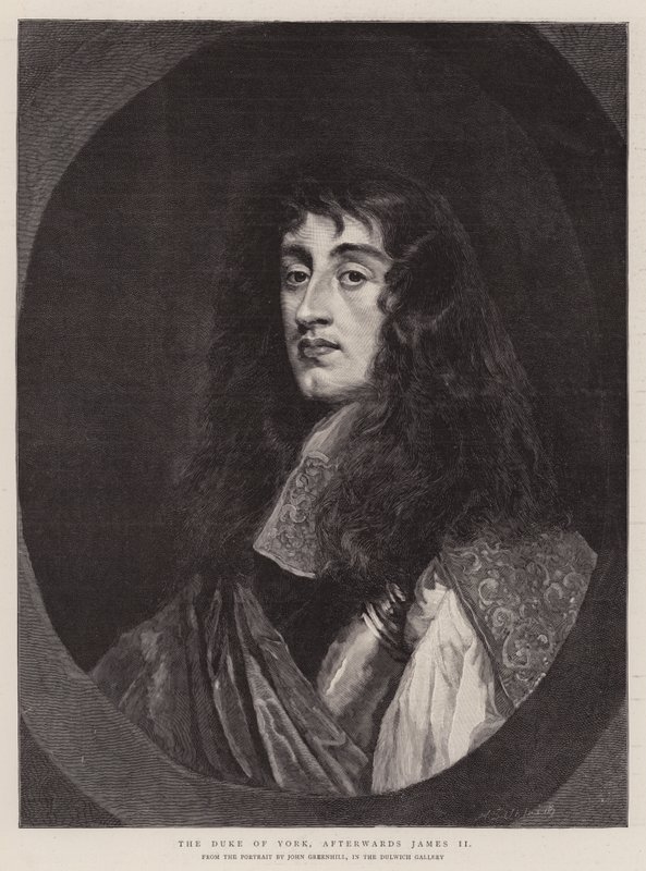 Hertigen av York, efteråt James II (gravyr) av English School