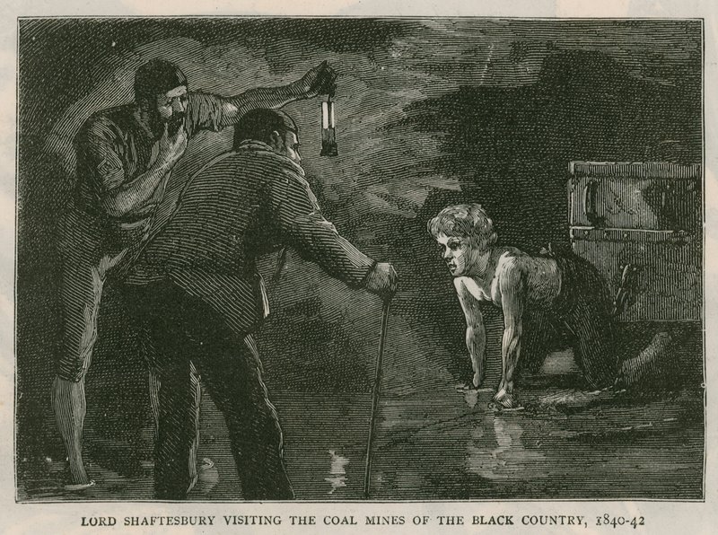 Earlen av Shaftesbury; besöka kolgruvorna i Svarta landet, 1840-41; från The Graphic, 10 oktober 1885 av English School