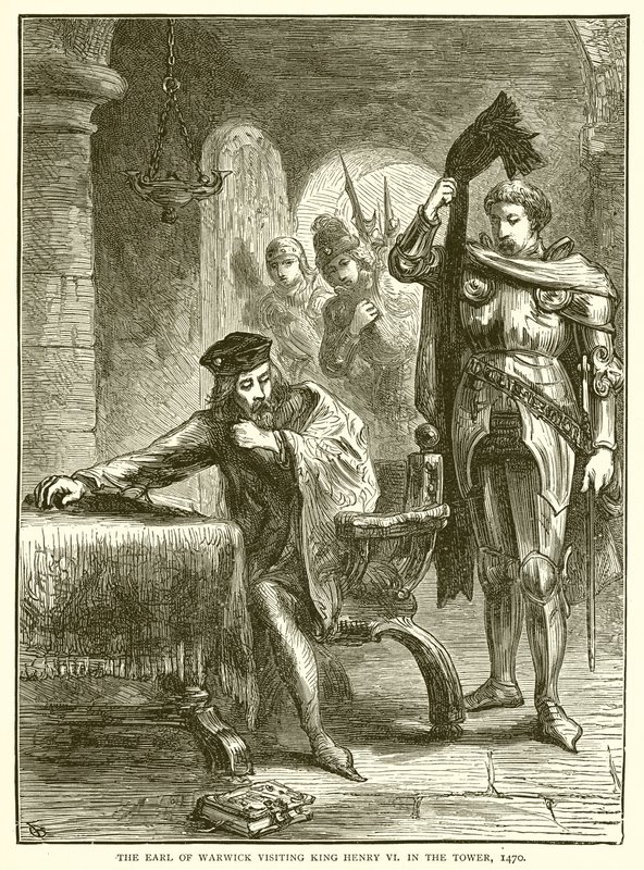 Earlen av Warwick besökte kung Henrik VI i tornet, 1470 av English School