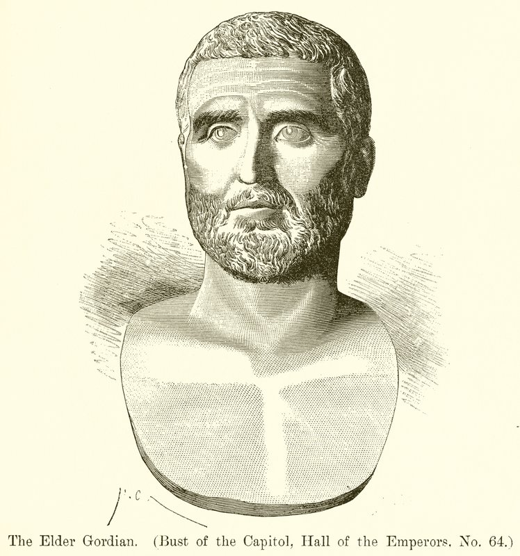 Den äldre Gordian. (Byst av Capitolium, Hall of the Emperors, nr 64) av English School