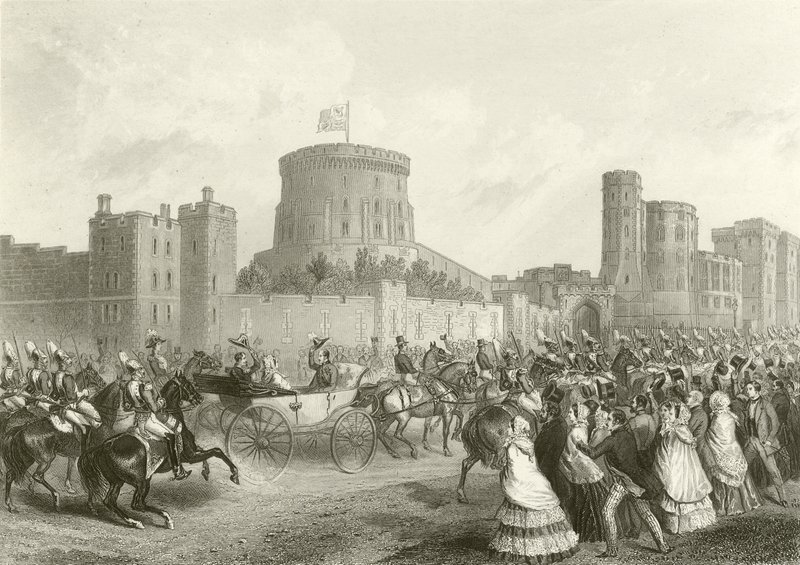Fransmännens kejsare och kejsarinna på Windsor Castle av English School