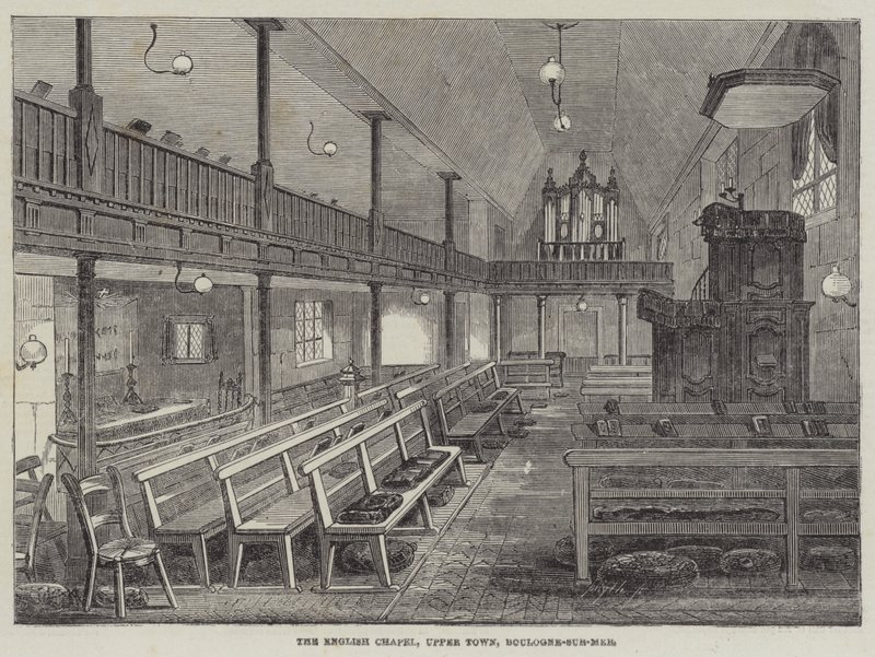 Engelska kapellet, Upper Town, Boulogne-sur-Mer (gravyr) av English School