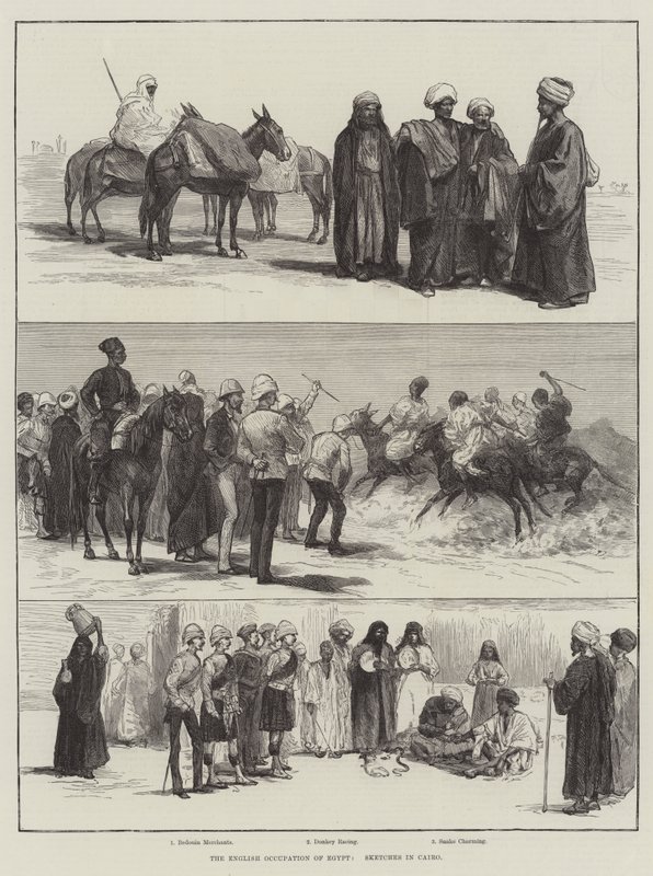 Den engelska ockupationen av Egypten, skisser i Kairo (gravyr) av English School