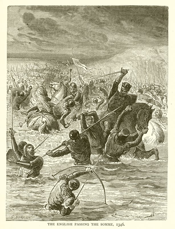 Engelsmännen passerar Somme, 1346 av English School