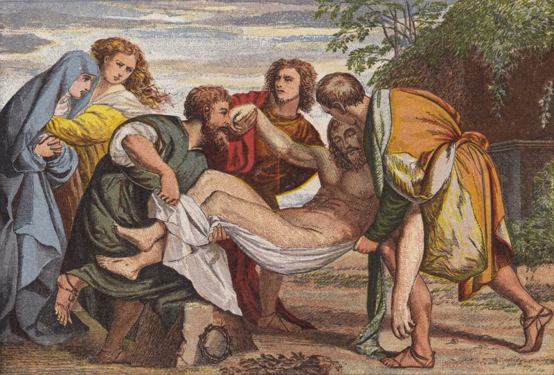 Gravläggningen (chromolitho) av English School
