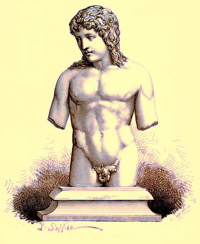 The Eros of the Vatican, staty i Vatikanen, illustration från History of Rome av Victor Duruy, publicerad 1884 (digitalt förbättrad bild) av English School