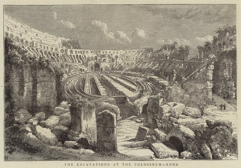 Utgrävningarna vid Colosseum, Rom (gravyr) av English School