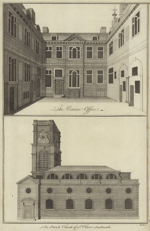 Excise Office, London och Parish Church of St Olave, Southwark av English School
