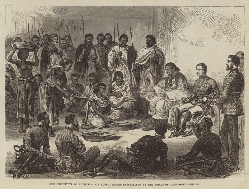Expeditionen till Abessinien, Sir Robert Napier underhållen av prinsen av Tigre (gravyr) av English School