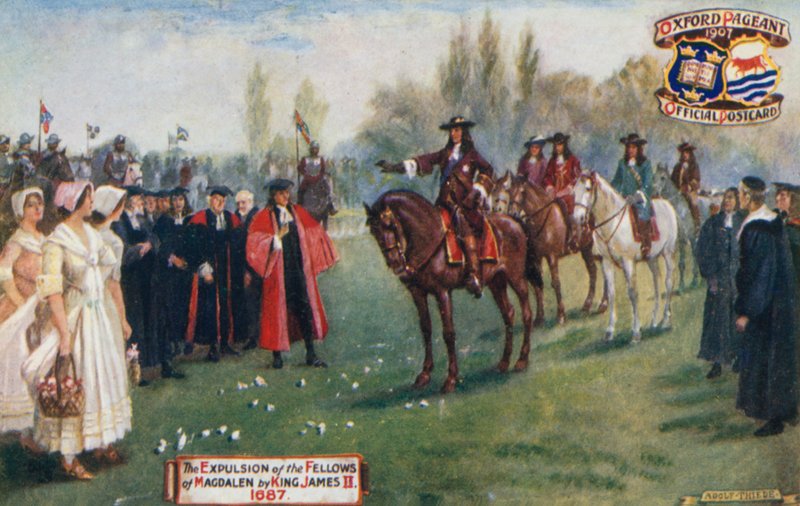 The Expulsion of the Fellows of Magdalen av King James II, 1687 av English School