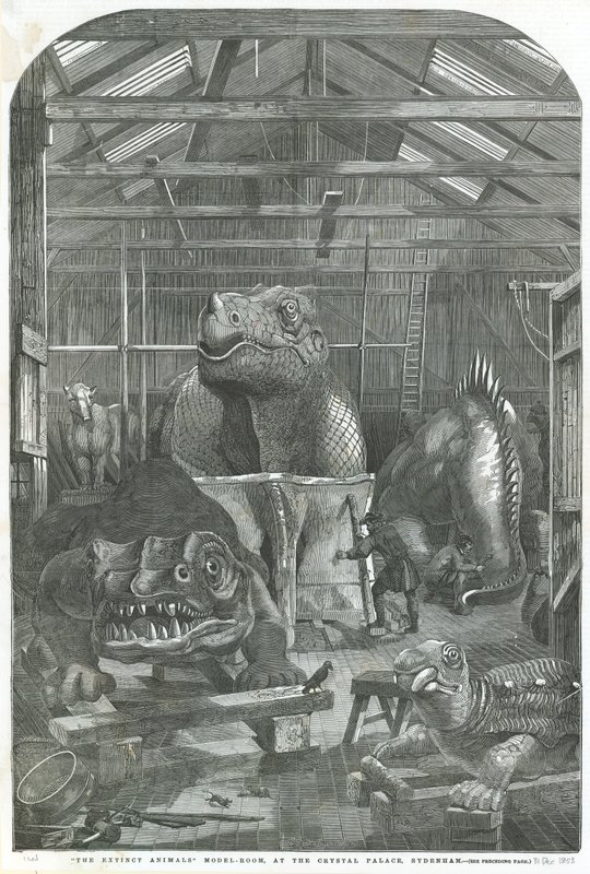 Modellrummet The Extinct Animals, på Crystal Palace, Sydenham av English School