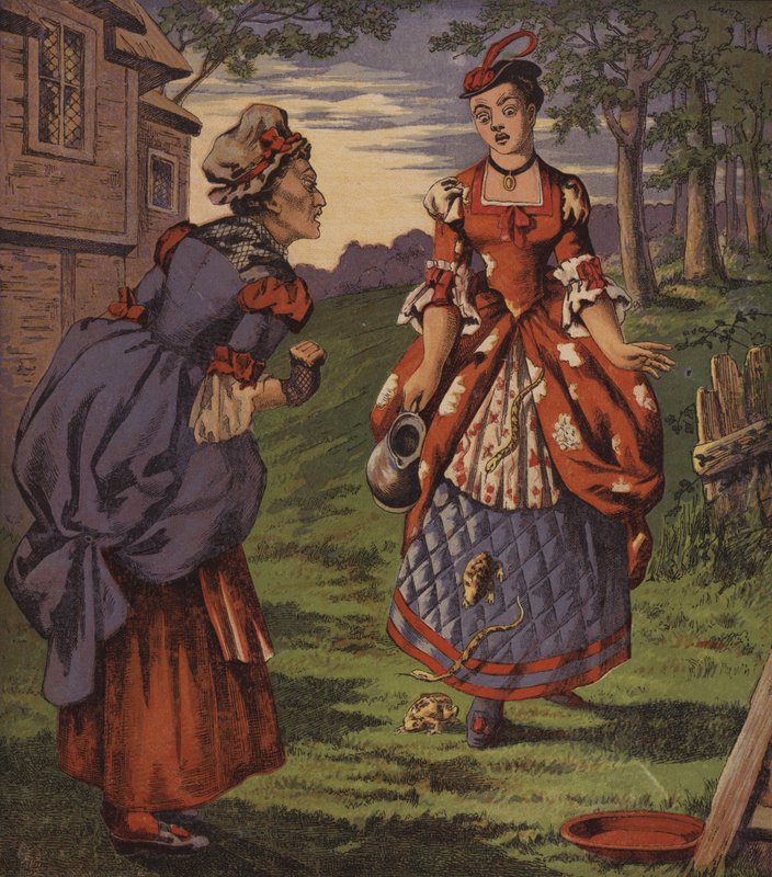 Fen vid fontänen, eller de två flickorna (färg litho) av English School