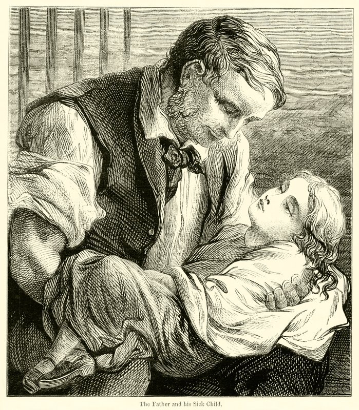 Fadern och hans sjuka barn (gravyr) av English School
