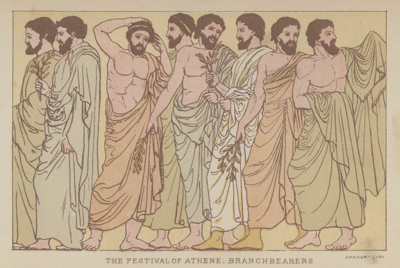 The Festival of Athene, Branchbearers (färg litho) av English School