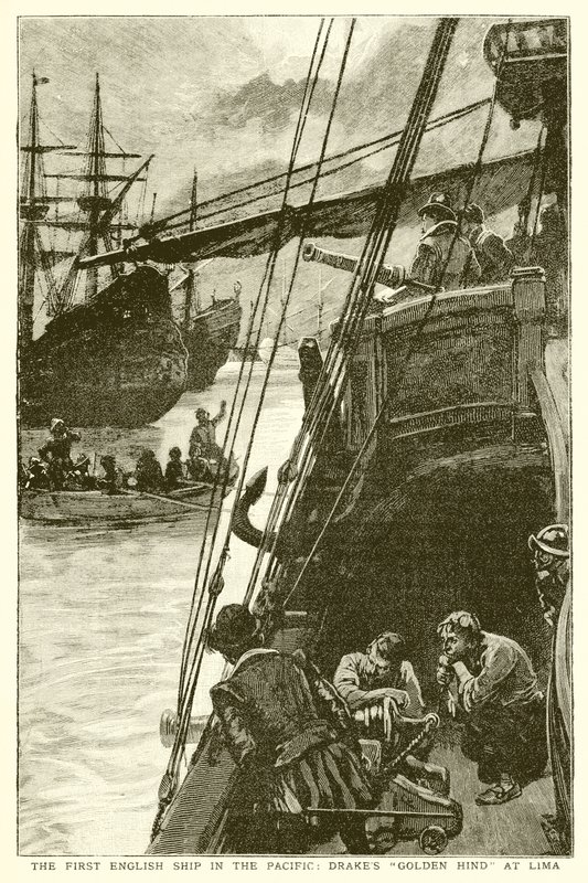 The First English Ship in the Pacific: Drakes Golden Hind at Lima av English School
