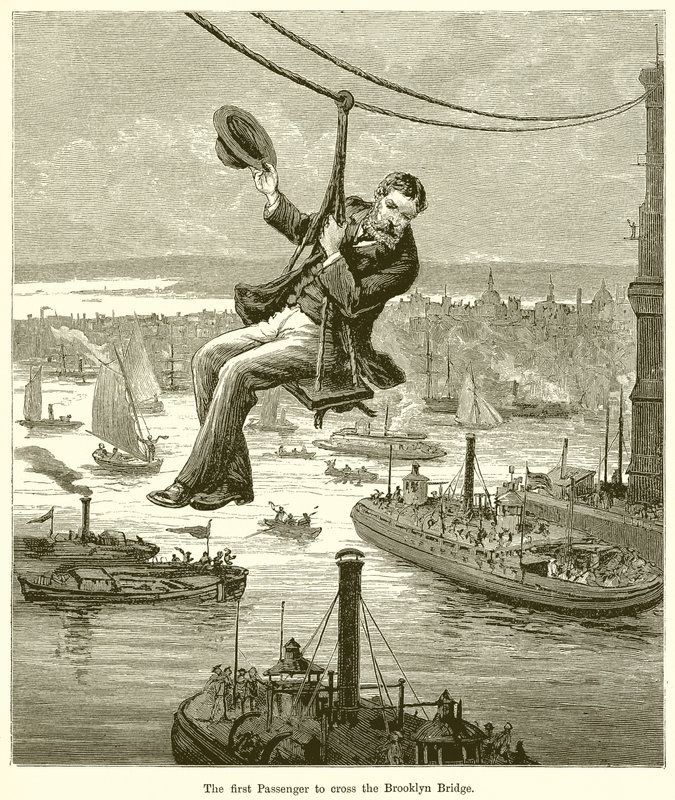 Den första passageraren att korsa Brooklyn Bridge av English School