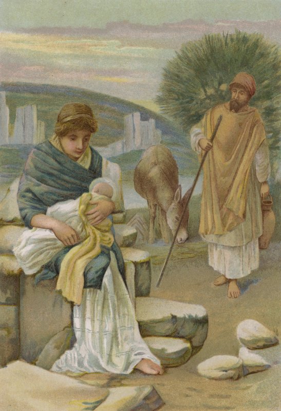 Flykten till Egypten (chromolitho) av English School