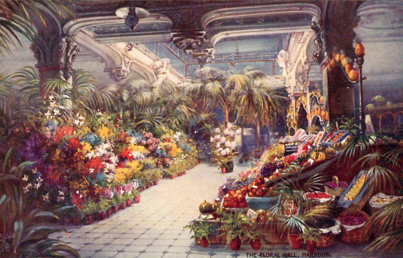The Floral Hall, Harrods (färglitografi) av English School