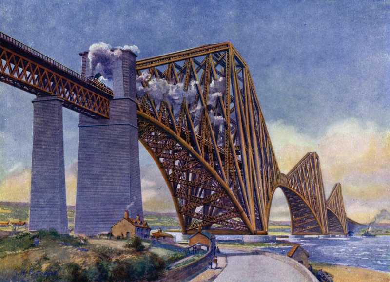 The Forth Bridge, den mest underbara bron i världen (litho) av English School