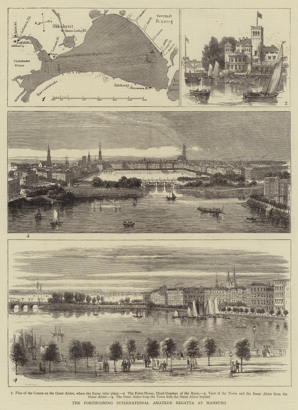 Den kommande internationella amatörregattan i Hamburg (gravyr) av English School