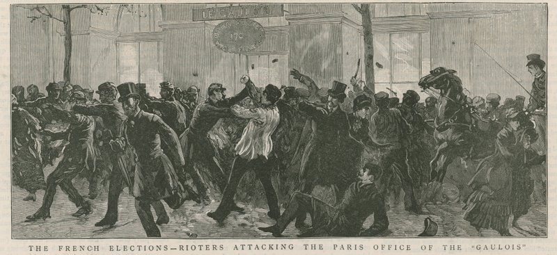 De franska valen - upprorsmakare attackerar Galois-kontoret i Paris av English School