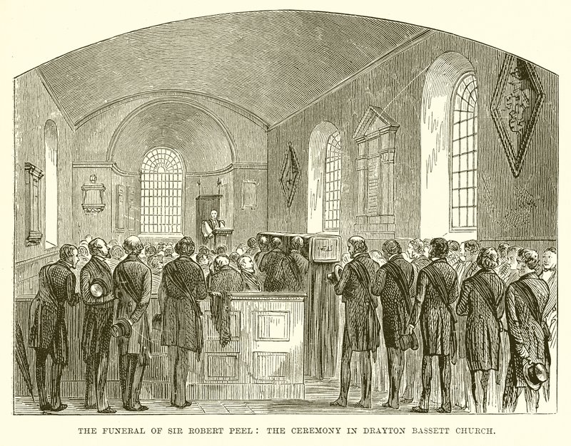 Sir Robert Peels begravning: Ceremonin i Drayton Bassett Church av English School